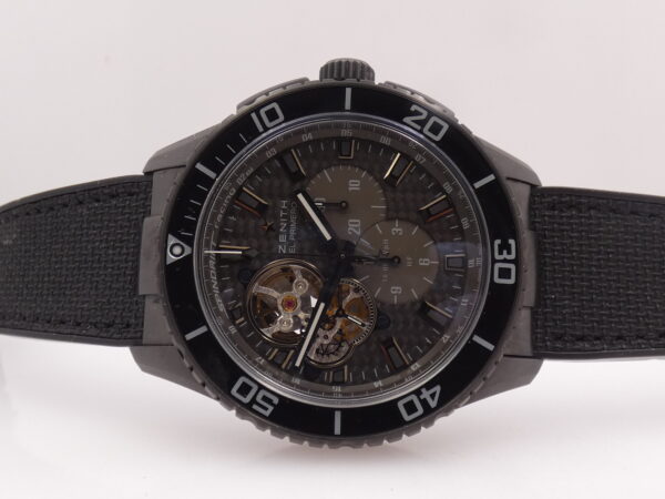 Cronografo Zenith El Primero Stratos Spindrift Open Heart PERFETTE CONDIZIONI BOX&PAPERS Anno 2014 Automatico PVD Nero