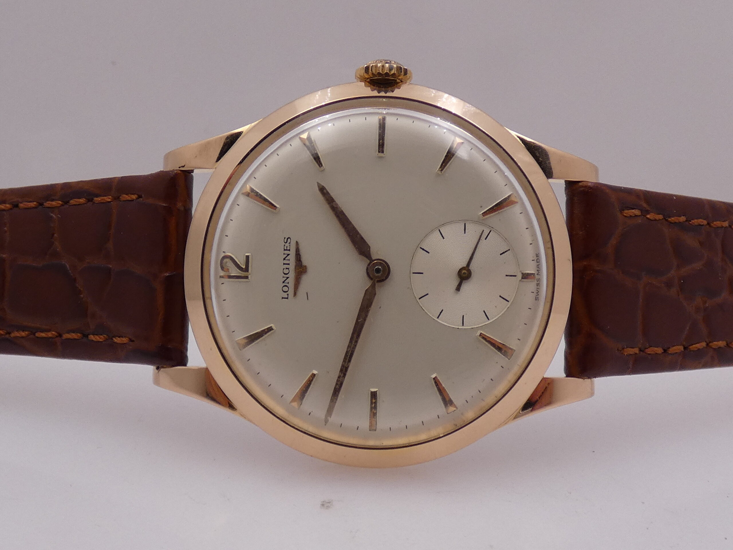 Longines Calatrava 7016 35mm ORO ROSA 18Kt ANNO 1963 TOP CONDITION Carica Manaule Vintage - immagine 4