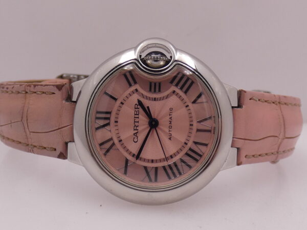 Cartier Ballon Bleu 33mm 3489 Pink Dial BOX&PAPERS Anno 2019 Automatico Acciaio For Ladies WSBB0002