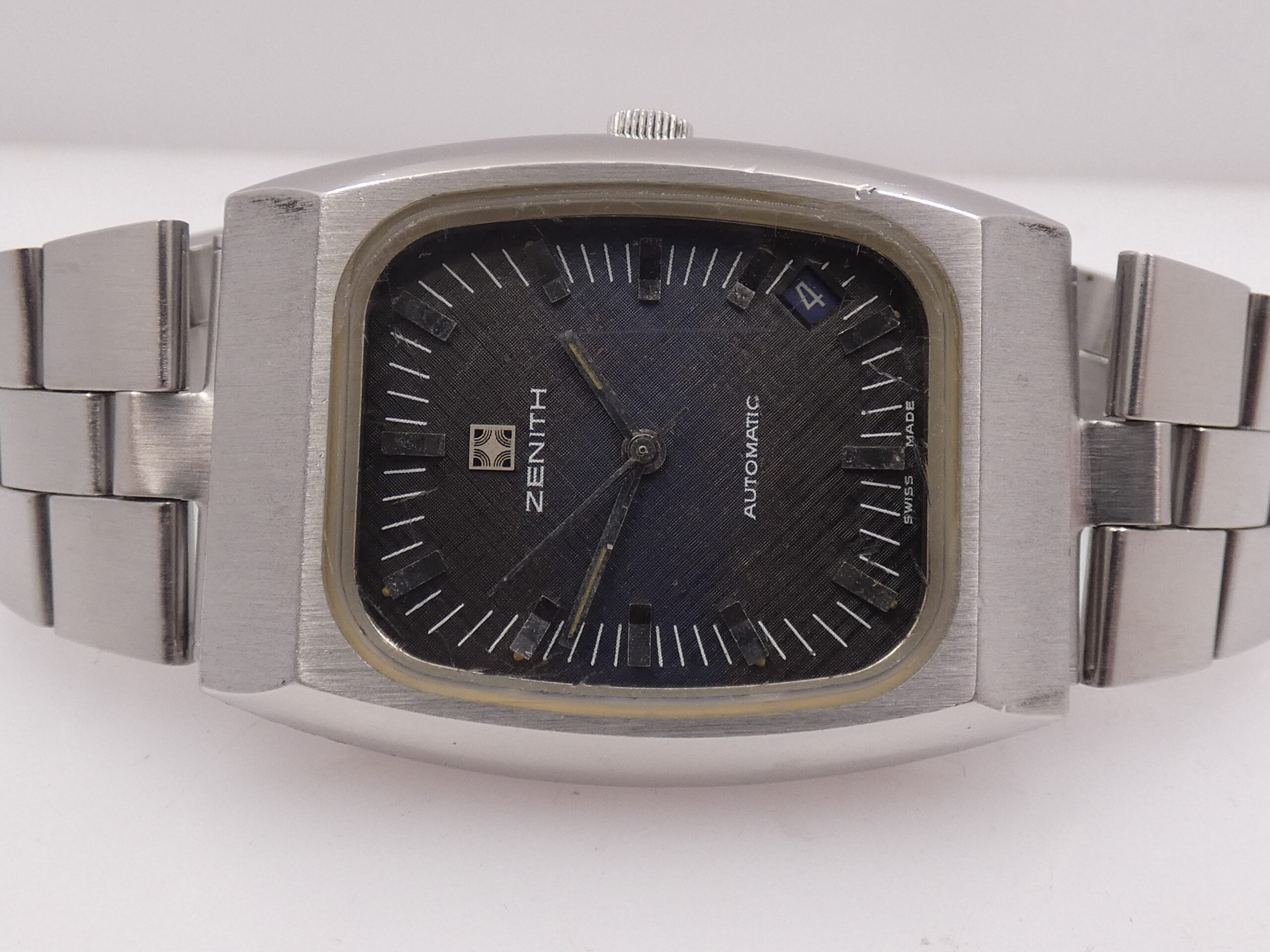 Zenith Surf Automatic ANNI '70s Oversize Tapissè Blue Dial 01-0030-380 Acciaio Braccialato Vintage - immagine 4