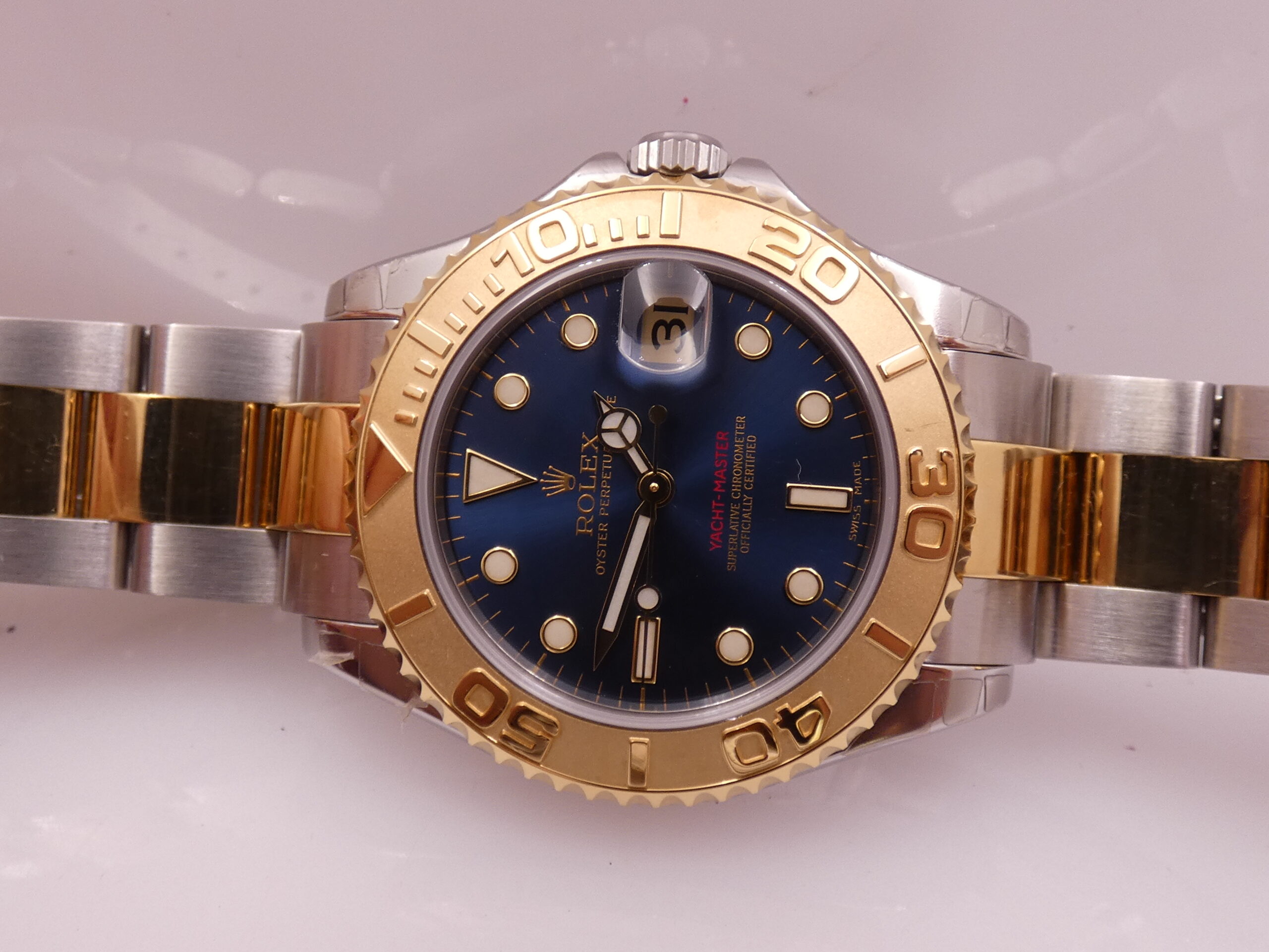 Rolex Yacht-Master 168623 Oro 18Kt & Acciaio TOP CONDITION Automatico ANNO 2002 Blue Dial Bracciale Oyster - immagine 4