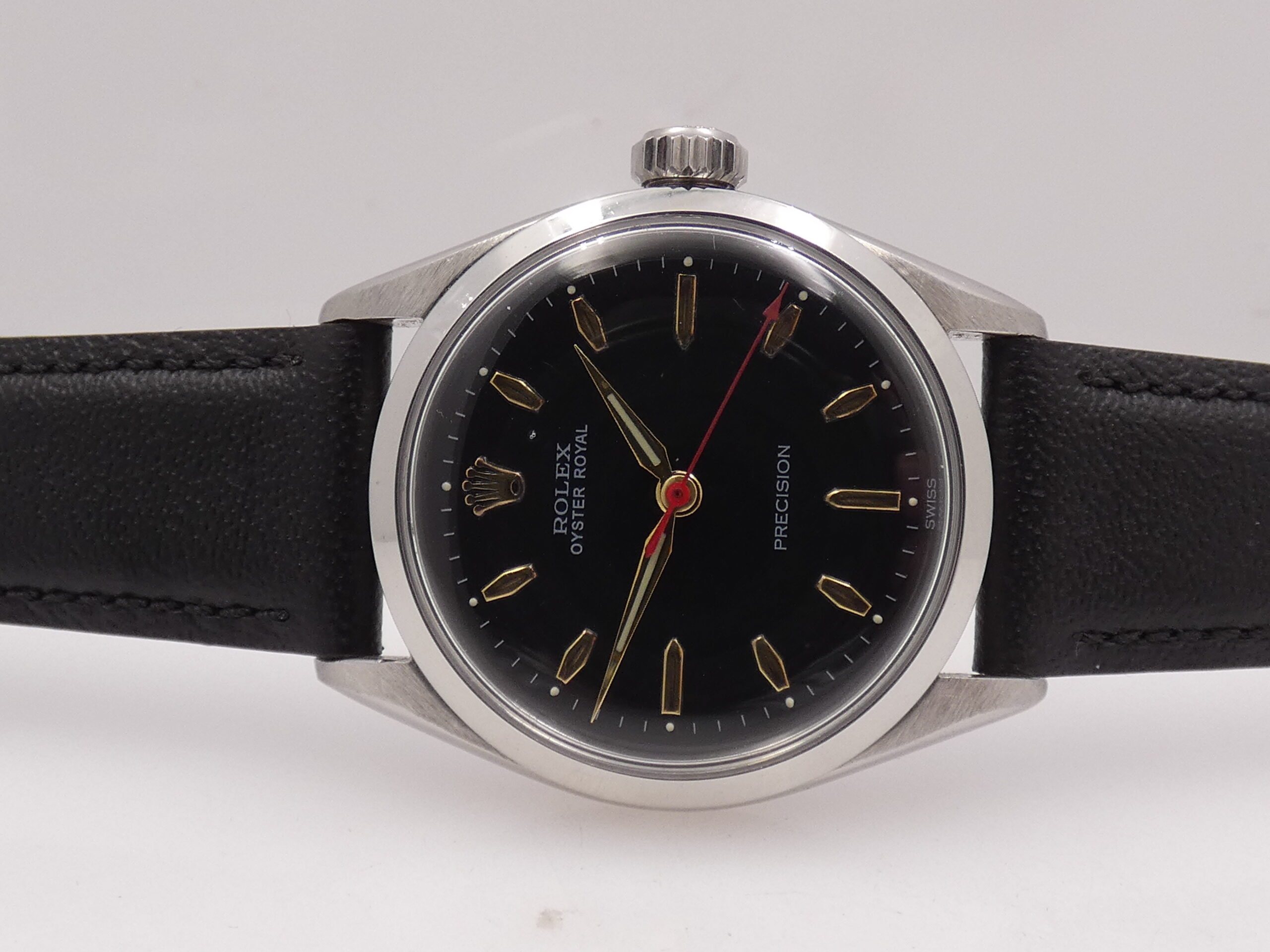 Rolex Oyster Royal Precision 6444 Mid-Size FROM 1957 Black Dial Carica Manuale Acciaio Vintage - immagine 4