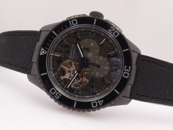 Cronografo Zenith El Primero Stratos Spindrift Open Heart PERFETTE CONDIZIONI BOX&PAPERS Anno 2014 Automatico PVD Nero
