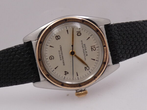 Rolex Oyster Perpetual Ovetto 5015 Bubbleback Lunetta Oro Rosa 18Kt Automatico Vintage Anni 1940's