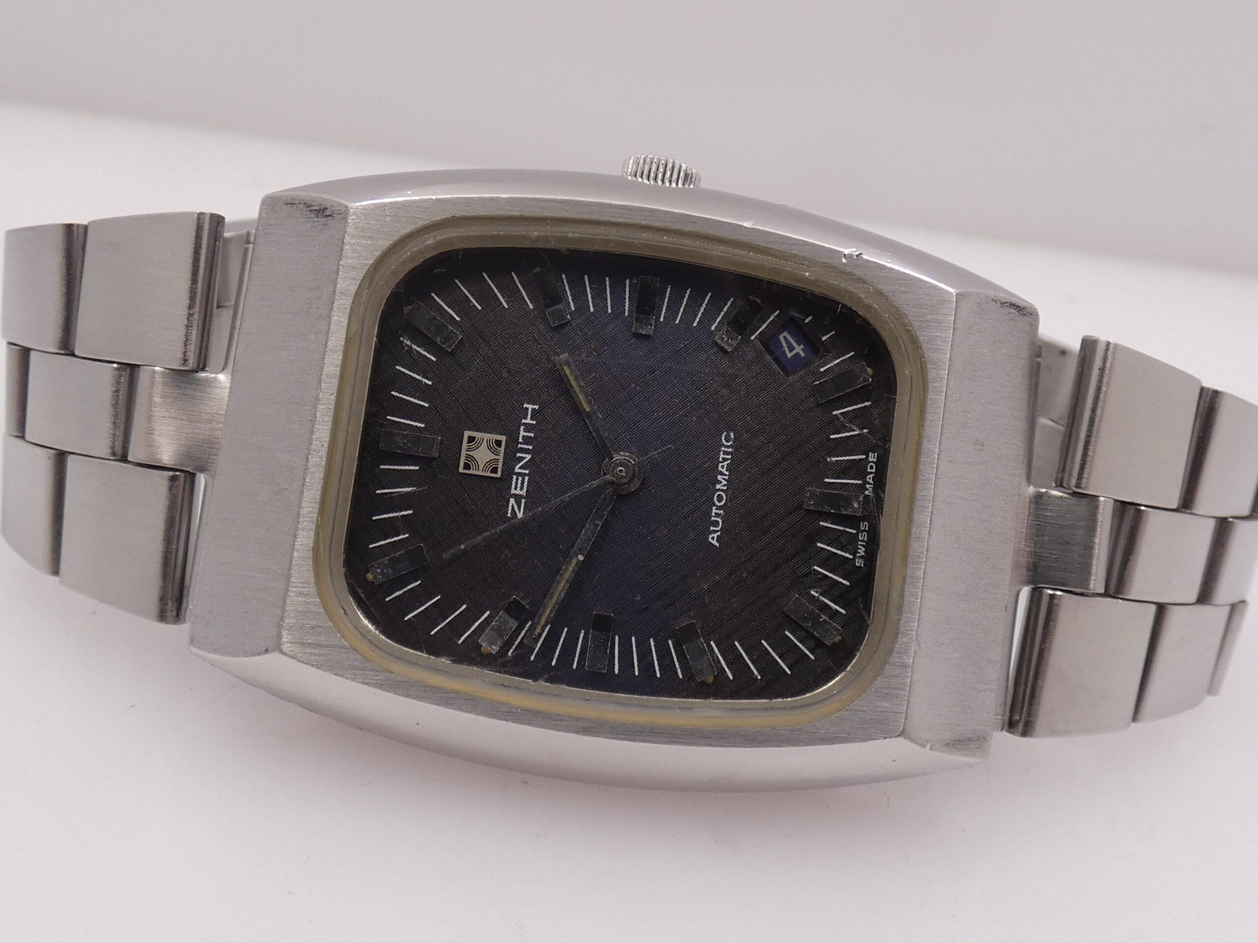 Zenith Surf Automatic ANNI '70s Oversize Tapissè Blue Dial 01-0030-380 Acciaio Braccialato Vintage - immagine 5