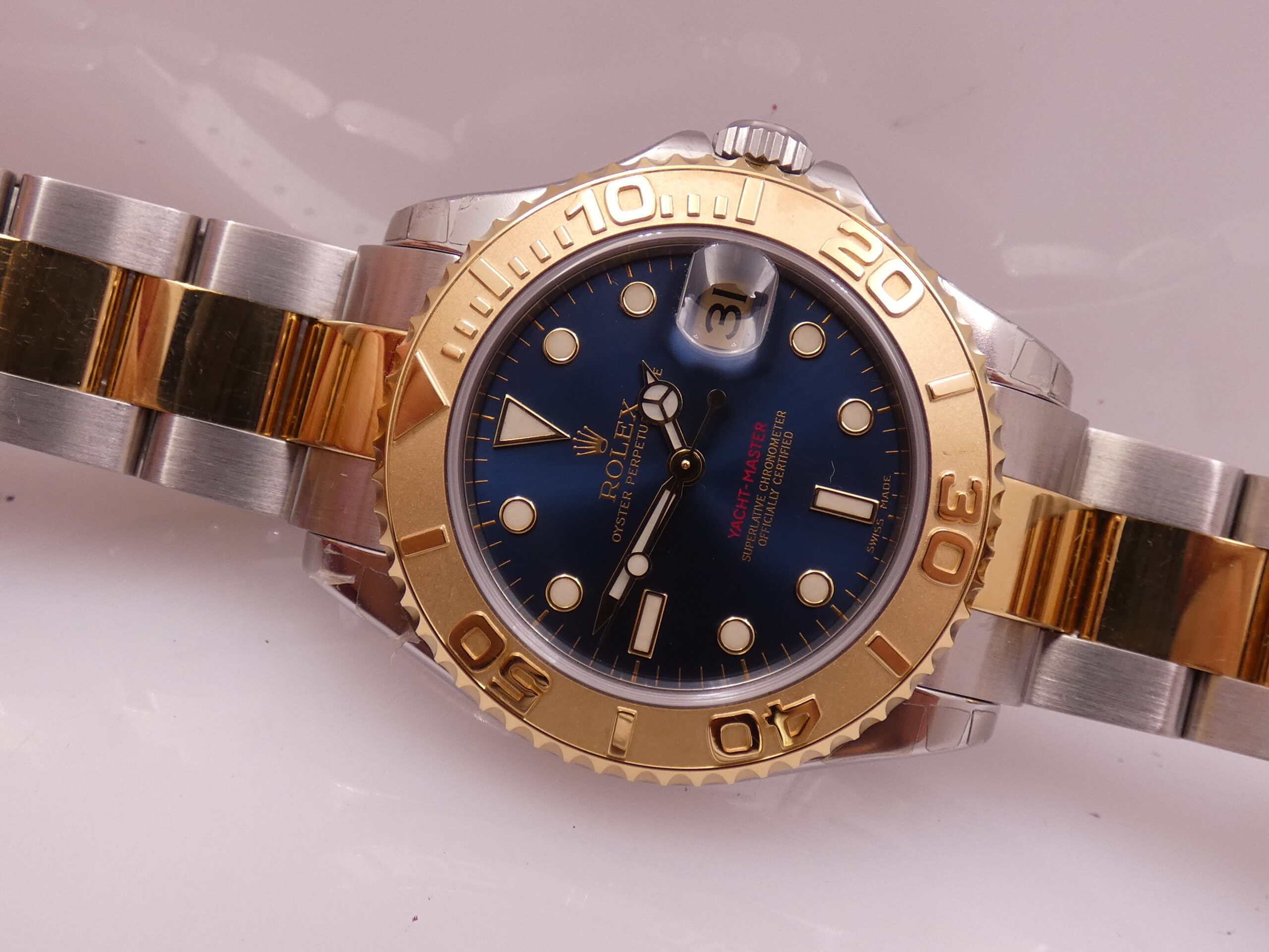 Rolex Yacht-Master 168623 Oro 18Kt & Acciaio TOP CONDITION Automatico ANNO 2002 Blue Dial Bracciale Oyster - immagine 5