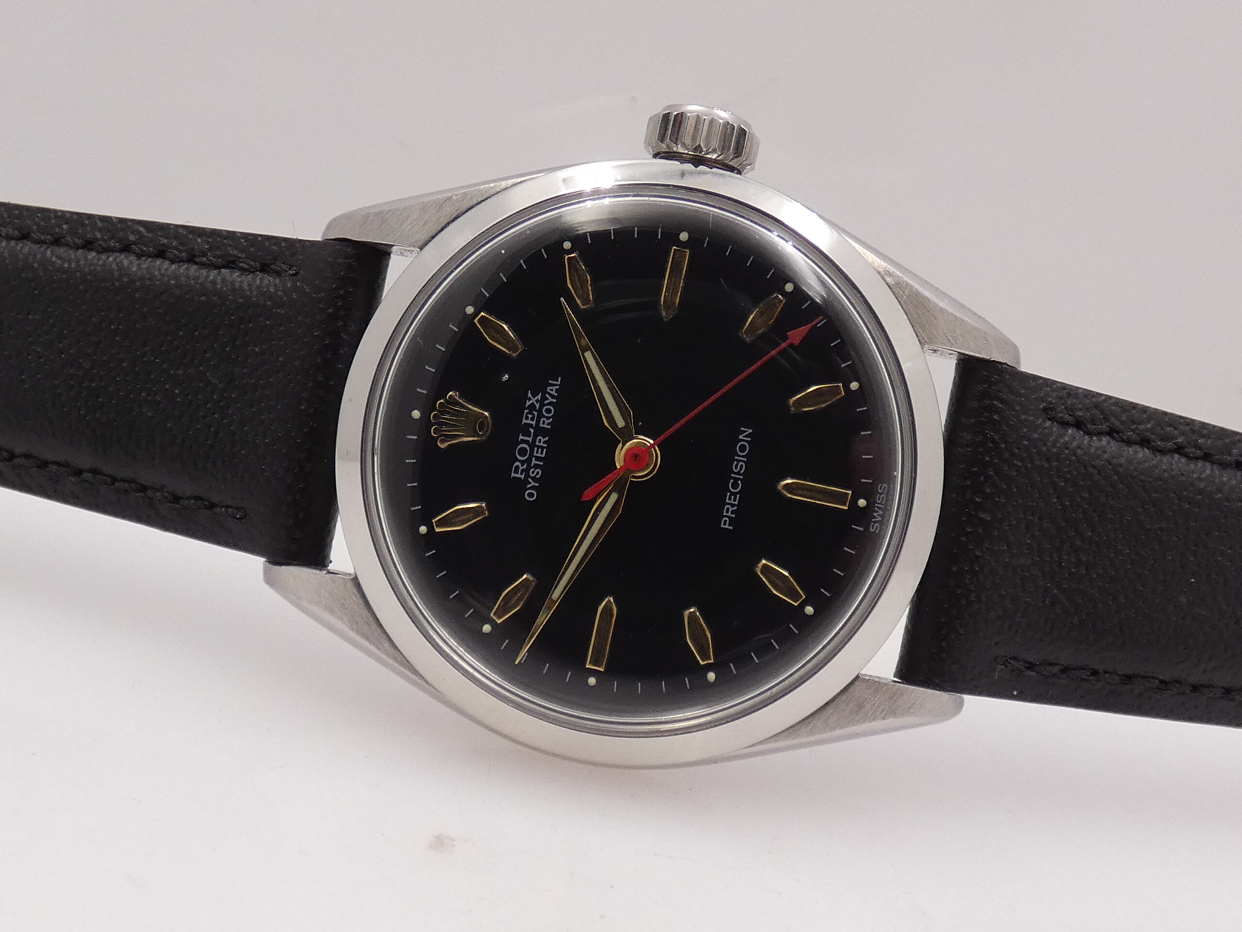 Rolex Oyster Royal Precision 6444 Mid-Size FROM 1957 Black Dial Carica Manuale Acciaio Vintage - immagine 5