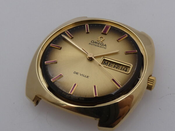 Rarissimo Omega De Ville 166.053 O.M. Dial Borgogna Index Automatico Oro Massiccio 18Kt ANNO 1970