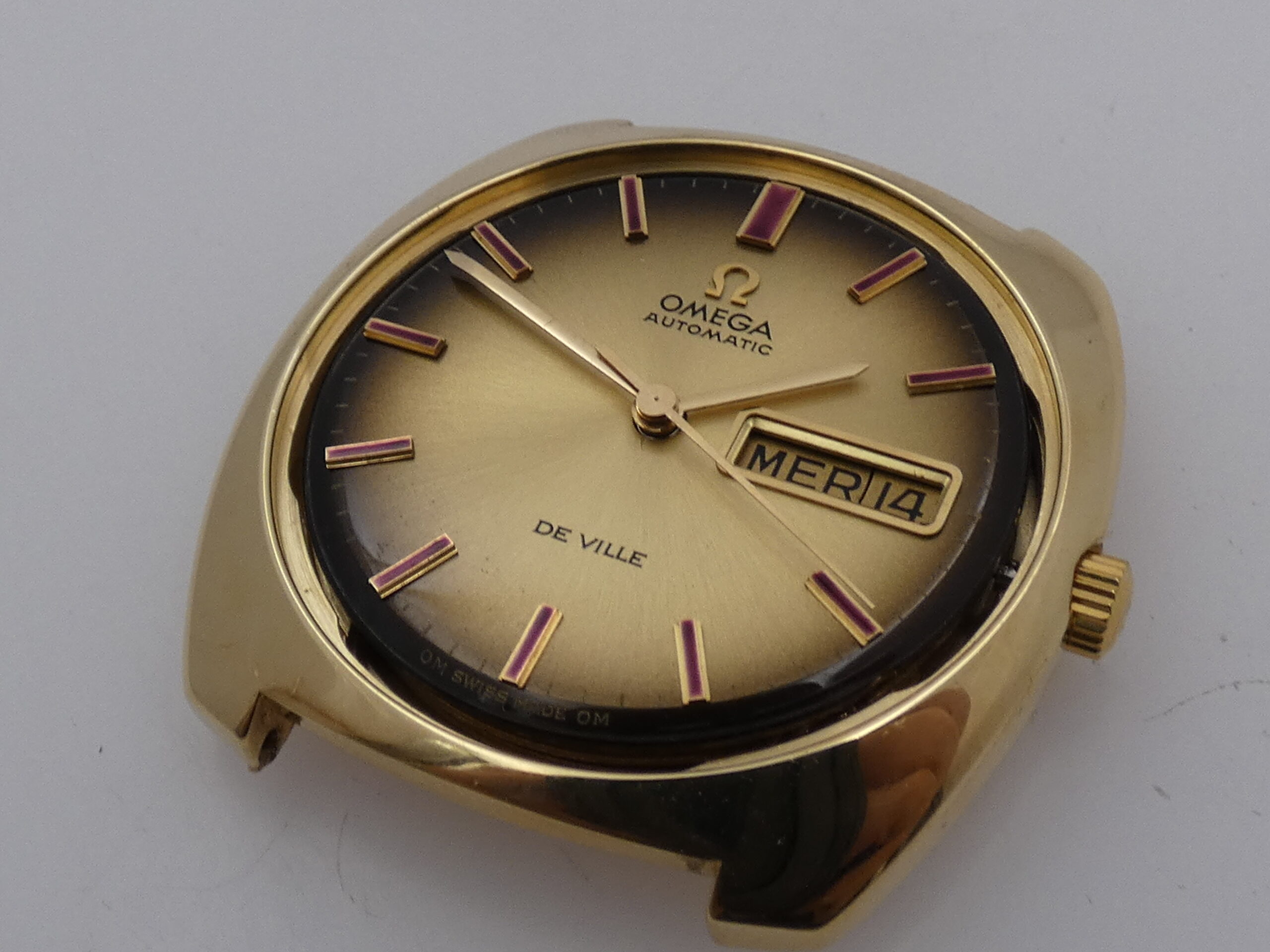 Rarissimo Omega De Ville 166.053 O.M. Dial Borgogna Index Automatico Oro Massiccio 18Kt ANNO 1970 - immagine 6