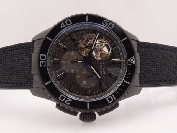 Cronografo Zenith El Primero Stratos Spindrift Open Heart PERFETTE CONDIZIONI BOX&PAPERS Anno 2014 Automatico PVD Nero