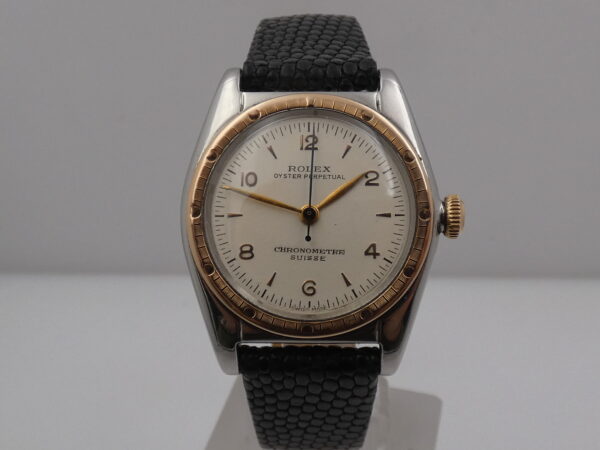 Rolex Oyster Perpetual Ovetto 5015 Bubbleback Lunetta Oro Rosa 18Kt Automatico Vintage Anni 1940's
