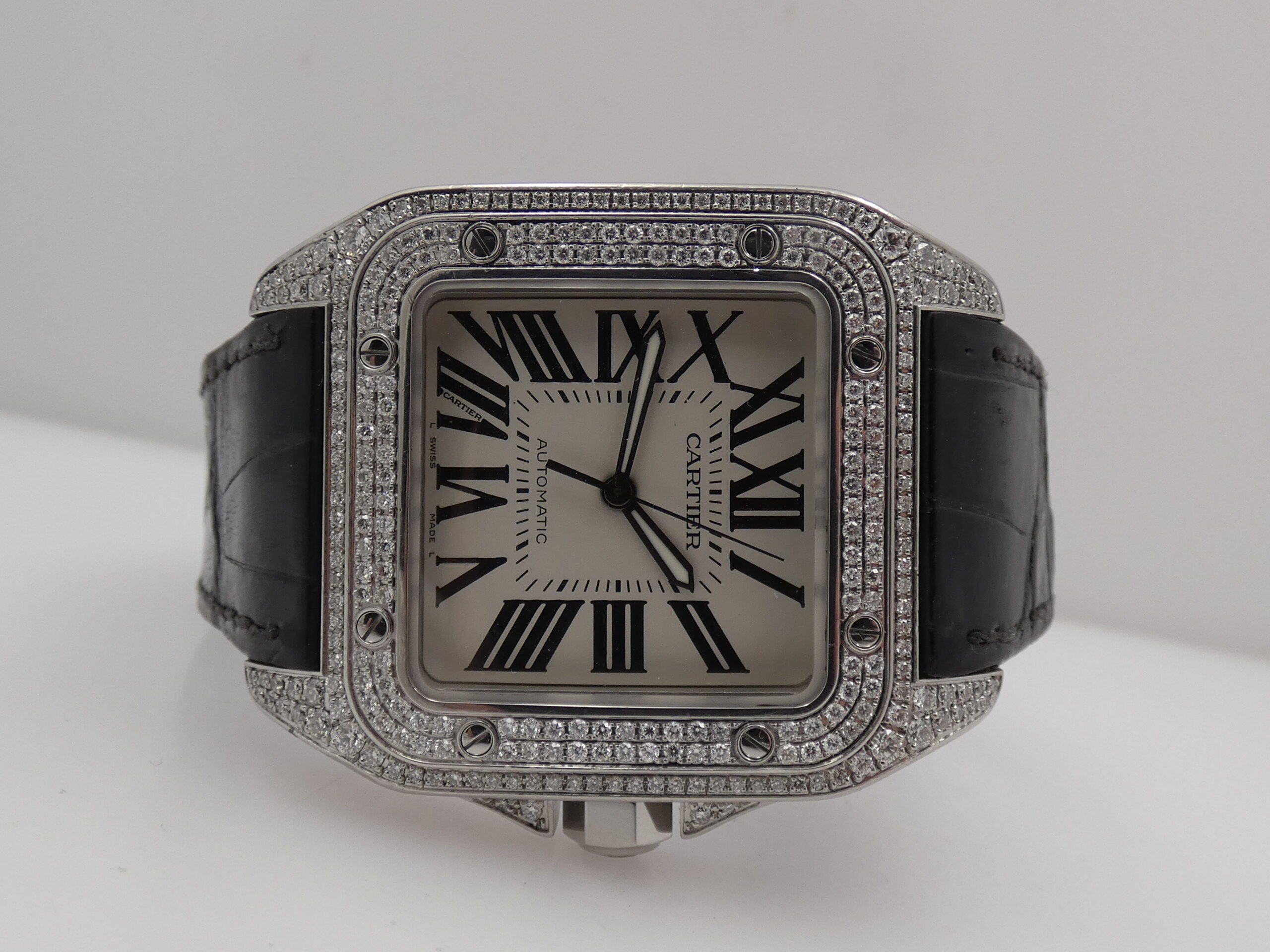 Cartier Santos 100 XL 2656 Diamonds Bezel & Lugs Automatico W20073X8 Anni '2000s Acciaio - immagine 6