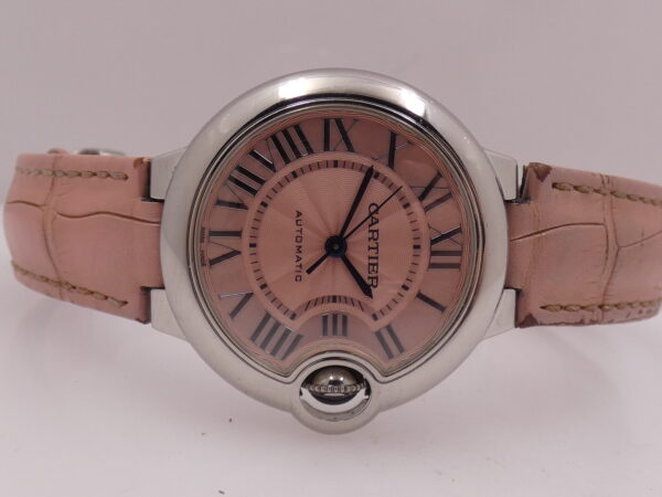 Cartier Ballon Bleu 33mm 3489 Pink Dial BOX&PAPERS Anno 2019 Automatico Acciaio For Ladies WSBB0002