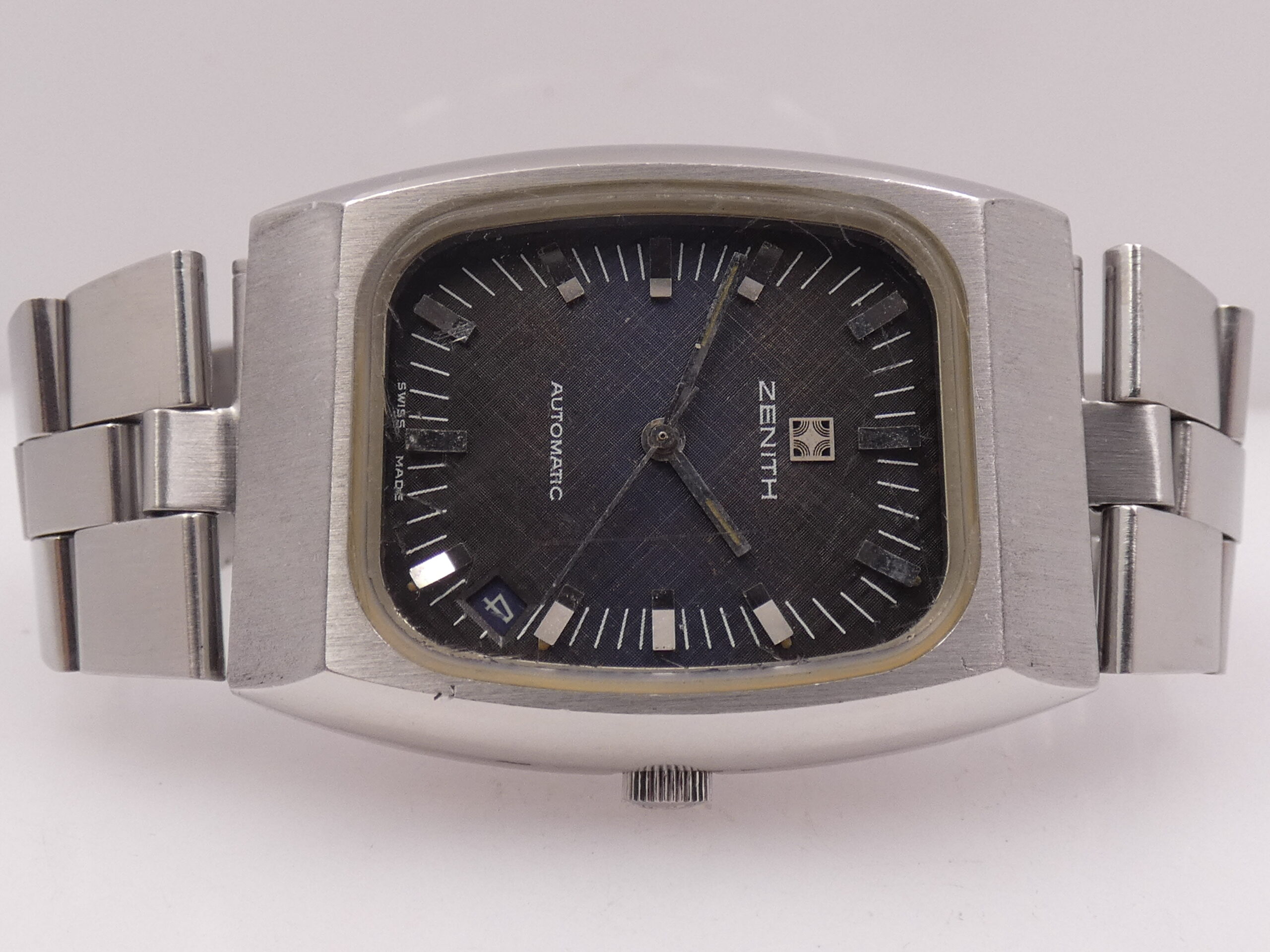 Zenith Surf Automatic ANNI '70s Oversize Tapissè Blue Dial 01-0030-380 Acciaio Braccialato Vintage - immagine 6