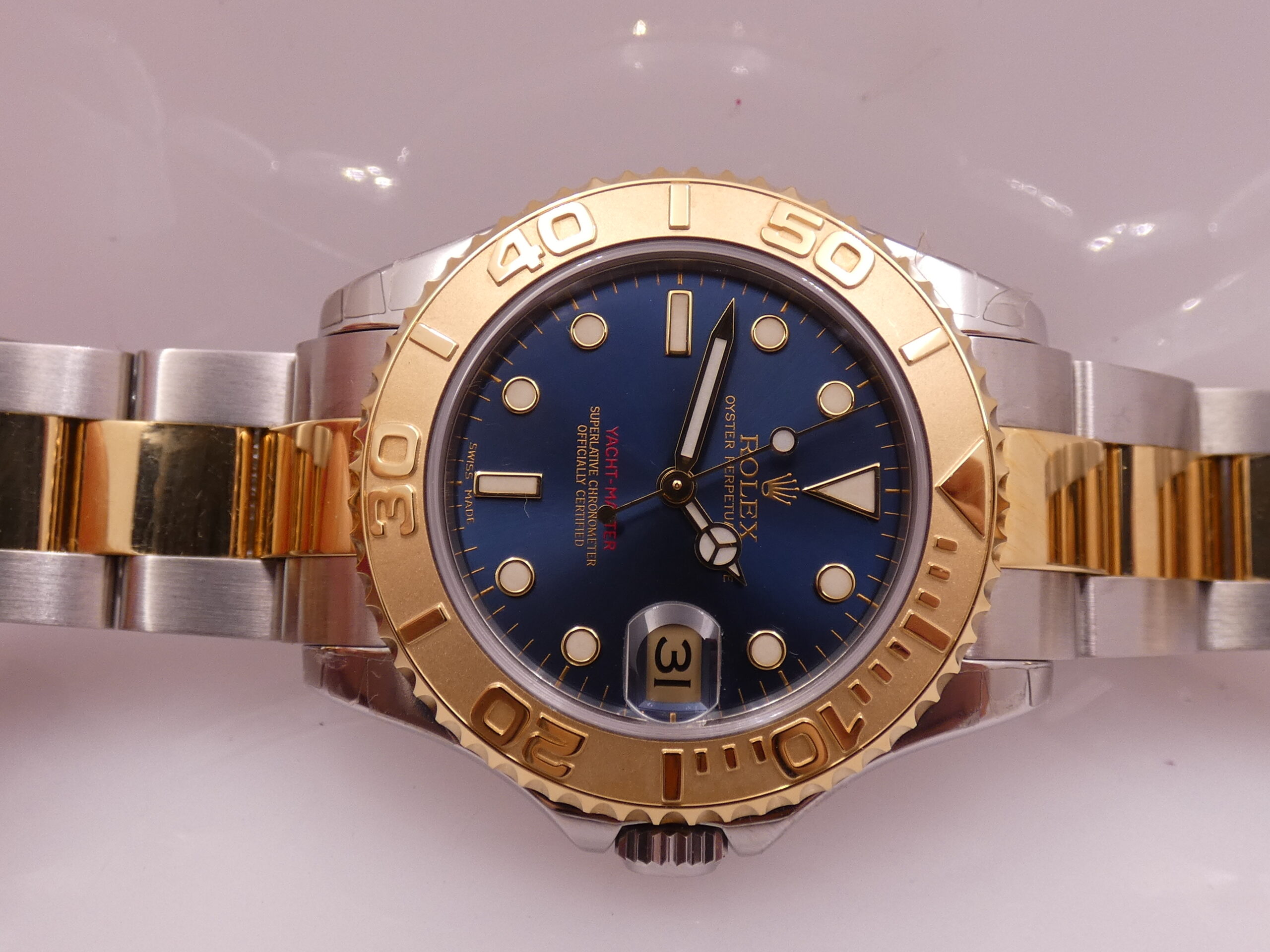 Rolex Yacht-Master 168623 Oro 18Kt & Acciaio TOP CONDITION Automatico ANNO 2002 Blue Dial Bracciale Oyster - immagine 6
