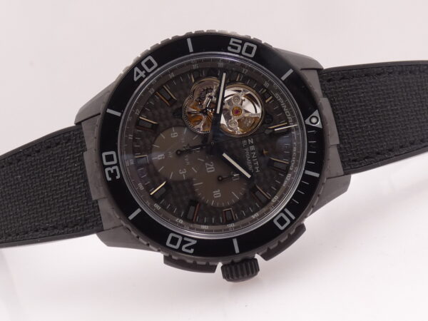 Cronografo Zenith El Primero Stratos Spindrift Open Heart PERFETTE CONDIZIONI BOX&PAPERS Anno 2014 Automatico PVD Nero