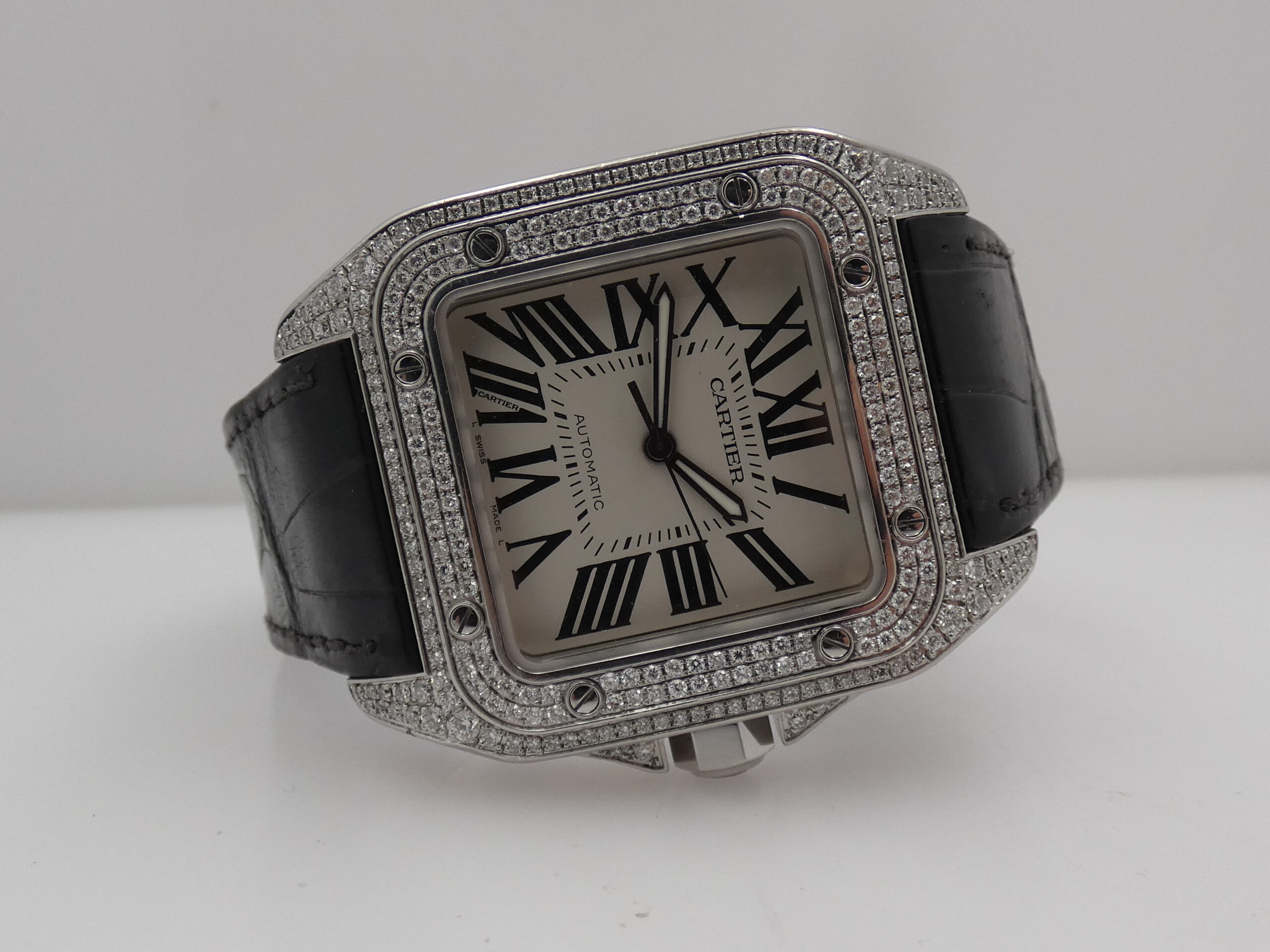 Cartier Santos 100 XL 2656 Diamonds Bezel & Lugs Automatico W20073X8 Anni '2000s Acciaio - immagine 7