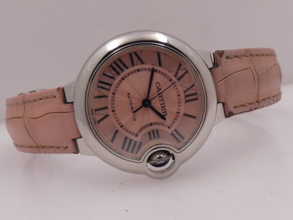 Cartier Ballon Bleu 33mm 3489 Pink Dial BOX&PAPERS Anno 2019 Automatico Acciaio For Ladies WSBB0002