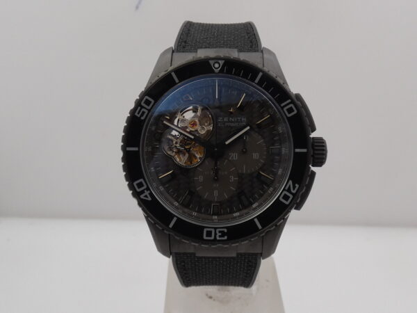 Cronografo Zenith El Primero Stratos Spindrift Open Heart PERFETTE CONDIZIONI BOX&PAPERS Anno 2014 Automatico PVD Nero