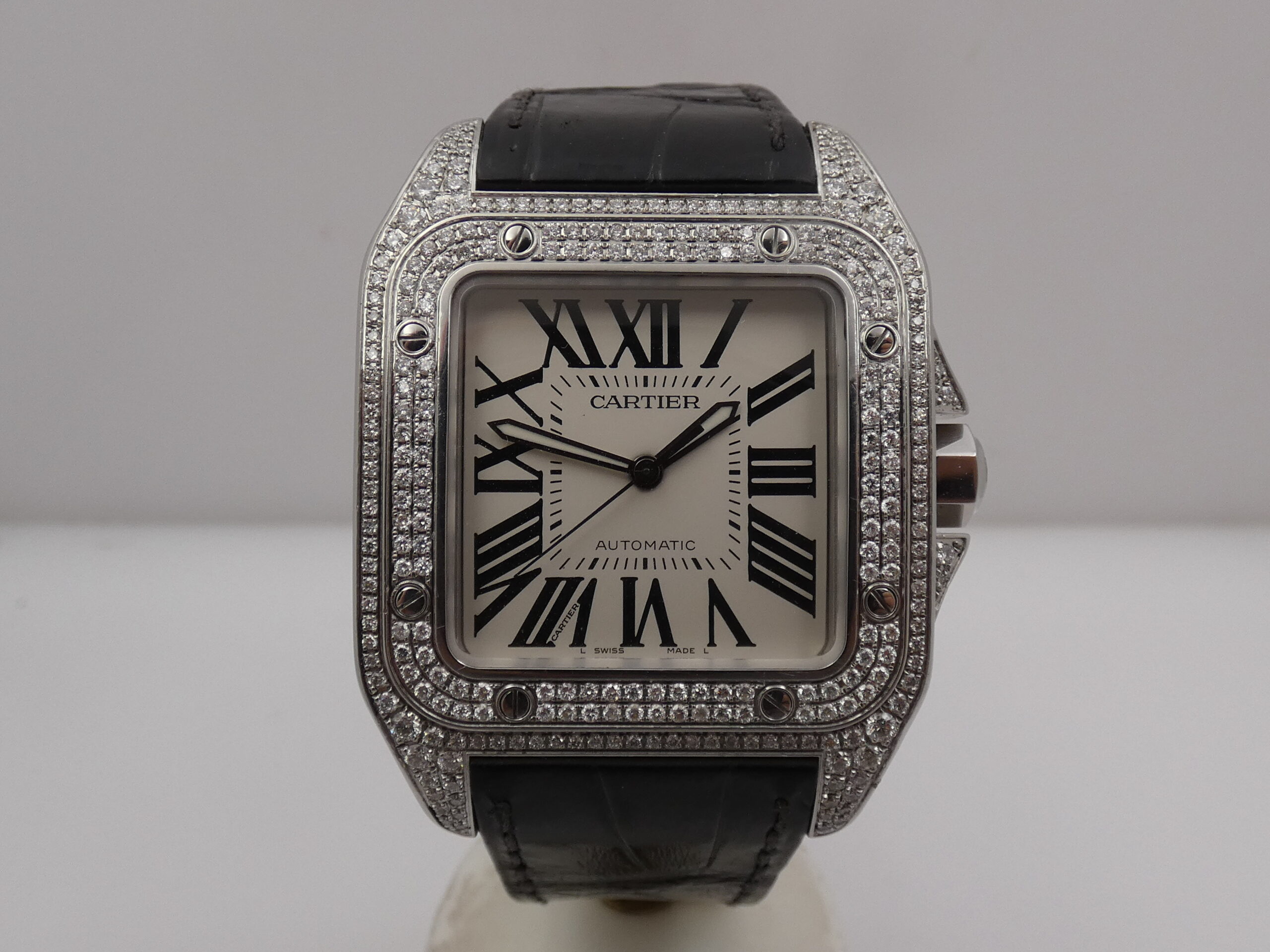 Cartier Santos 100 XL 2656 Diamonds Bezel & Lugs Automatico W20073X8 Anni '2000s Acciaio - immagine 8
