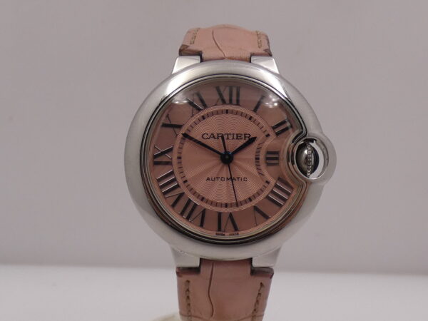 Cartier Ballon Bleu 33mm 3489 Pink Dial BOX&PAPERS Anno 2019 Automatico Acciaio For Ladies WSBB0002