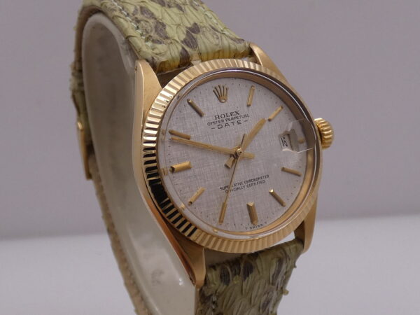 Rolex Oyster Perpetual Date 31 Mid-Size 6827 TOP CONDITION Oro Massiccio 18Kt LINEN DIAL Anno 1972 Automatico Vintage
