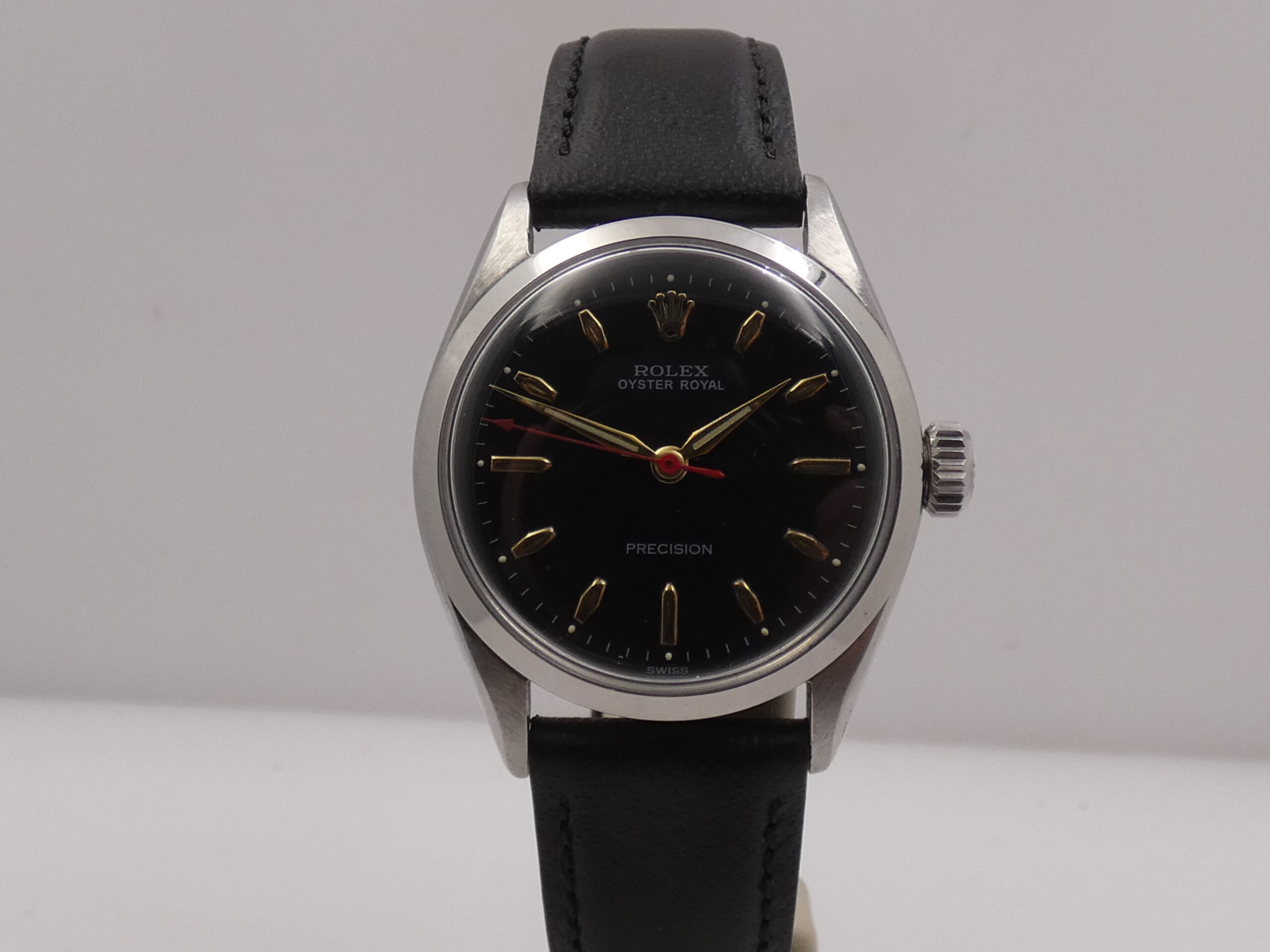 Rolex Oyster Royal Precision 6444 Mid-Size FROM 1957 Black Dial Carica Manuale Acciaio Vintage - immagine 8