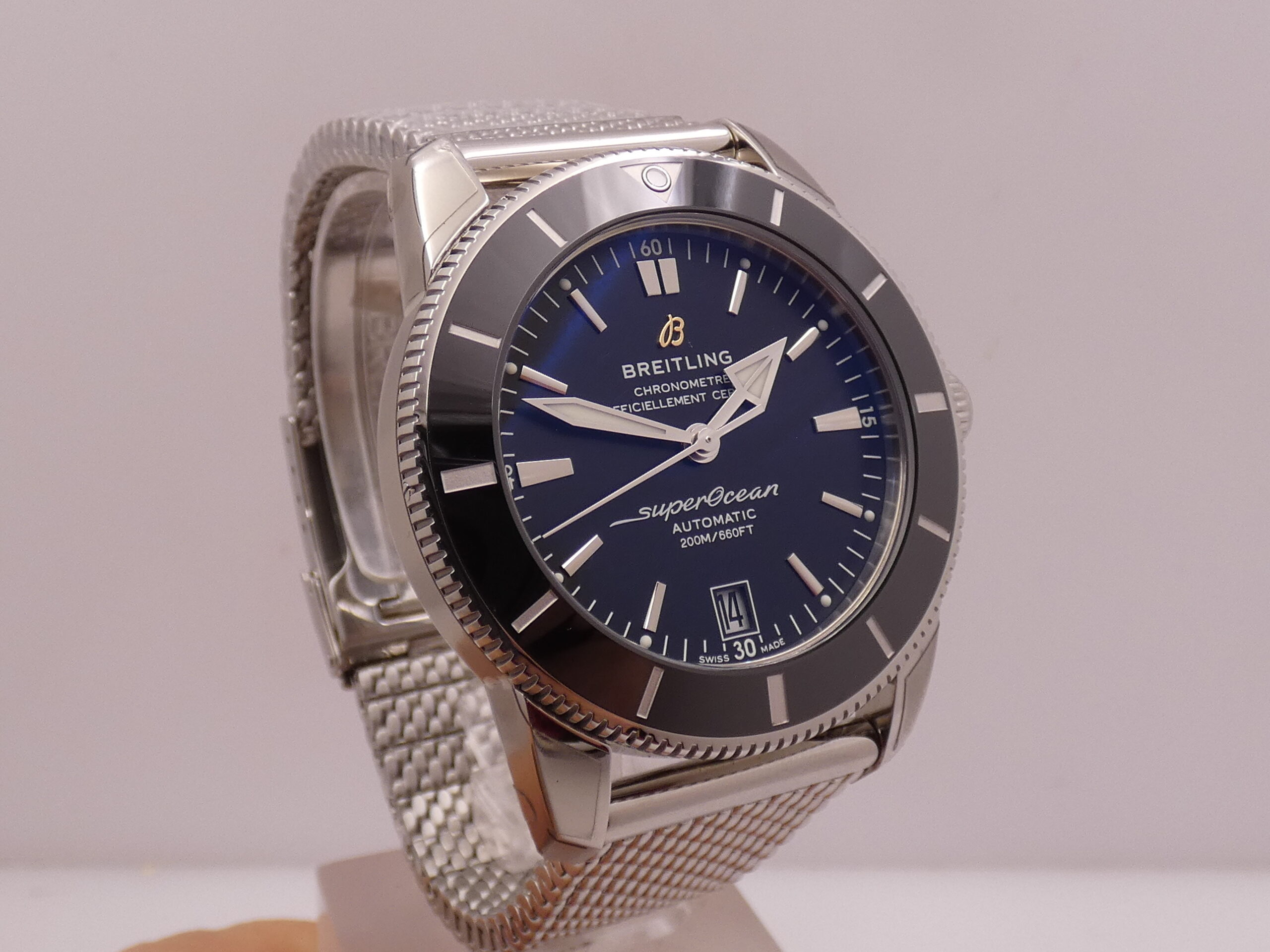 Breitling Superocean Heritage II 42 AB2010 N.O.S. FULL STICKERED WITH BOX Automatico New Old Stock Bracciale Mesh - immagine 8