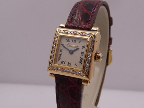 Cartier Paris Trocadero Lady Factory Diamonds Bezel Oro Massiccio 18Kt WA900132