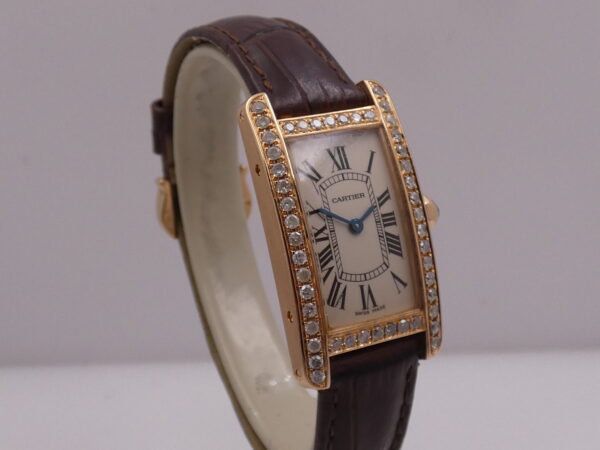 Cartier Tank Américaine 2503 ORO ROSA 18Kt Diamonds Bezel & Lugs ANNI '90 for Ladies W2607456