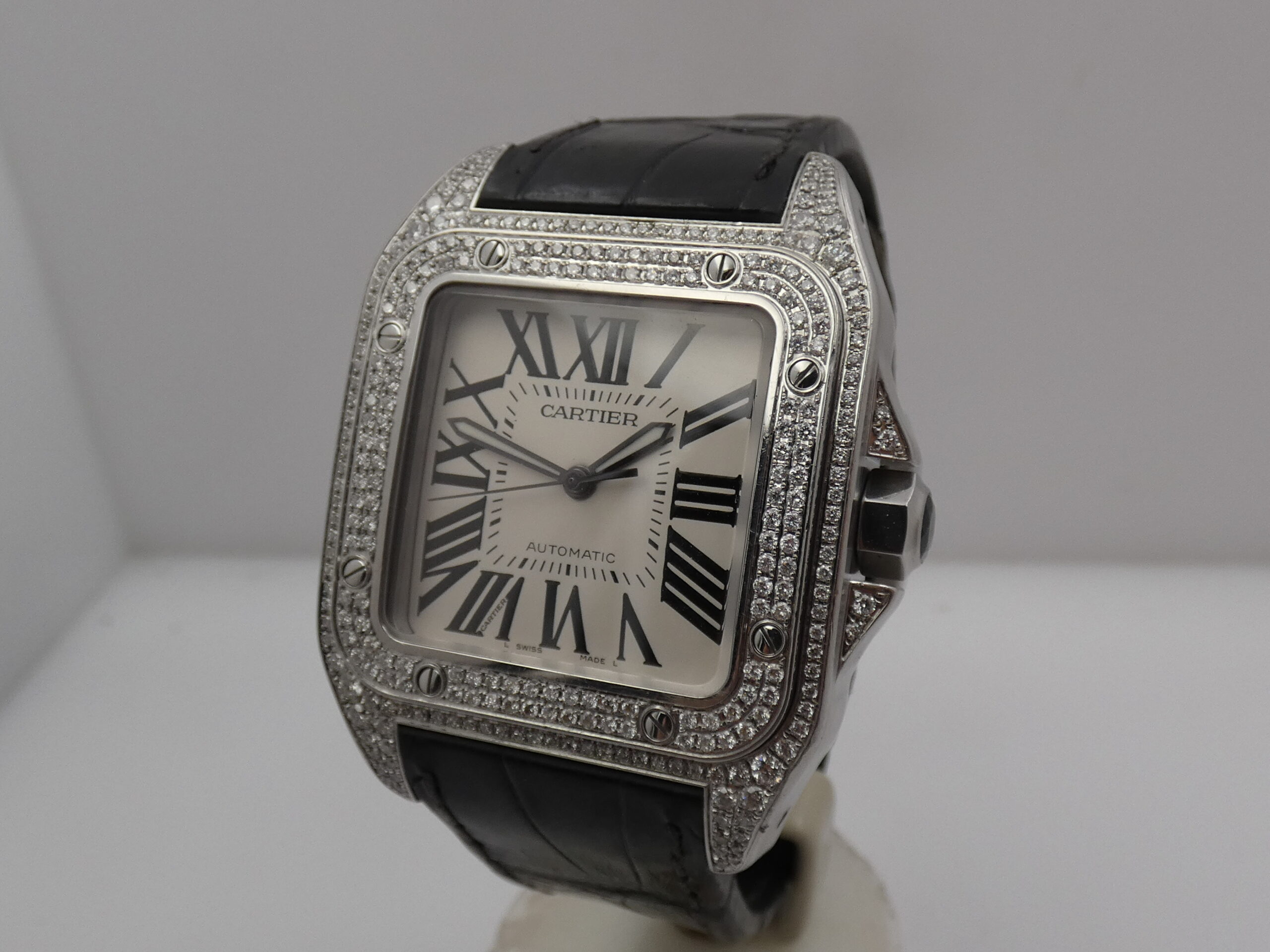 Cartier Santos 100 XL 2656 Diamonds Bezel & Lugs Automatico W20073X8 Anni '2000s Acciaio - immagine 9