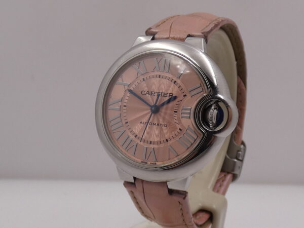 Cartier Ballon Bleu 33mm 3489 Pink Dial BOX&PAPERS Anno 2019 Automatico Acciaio For Ladies WSBB0002