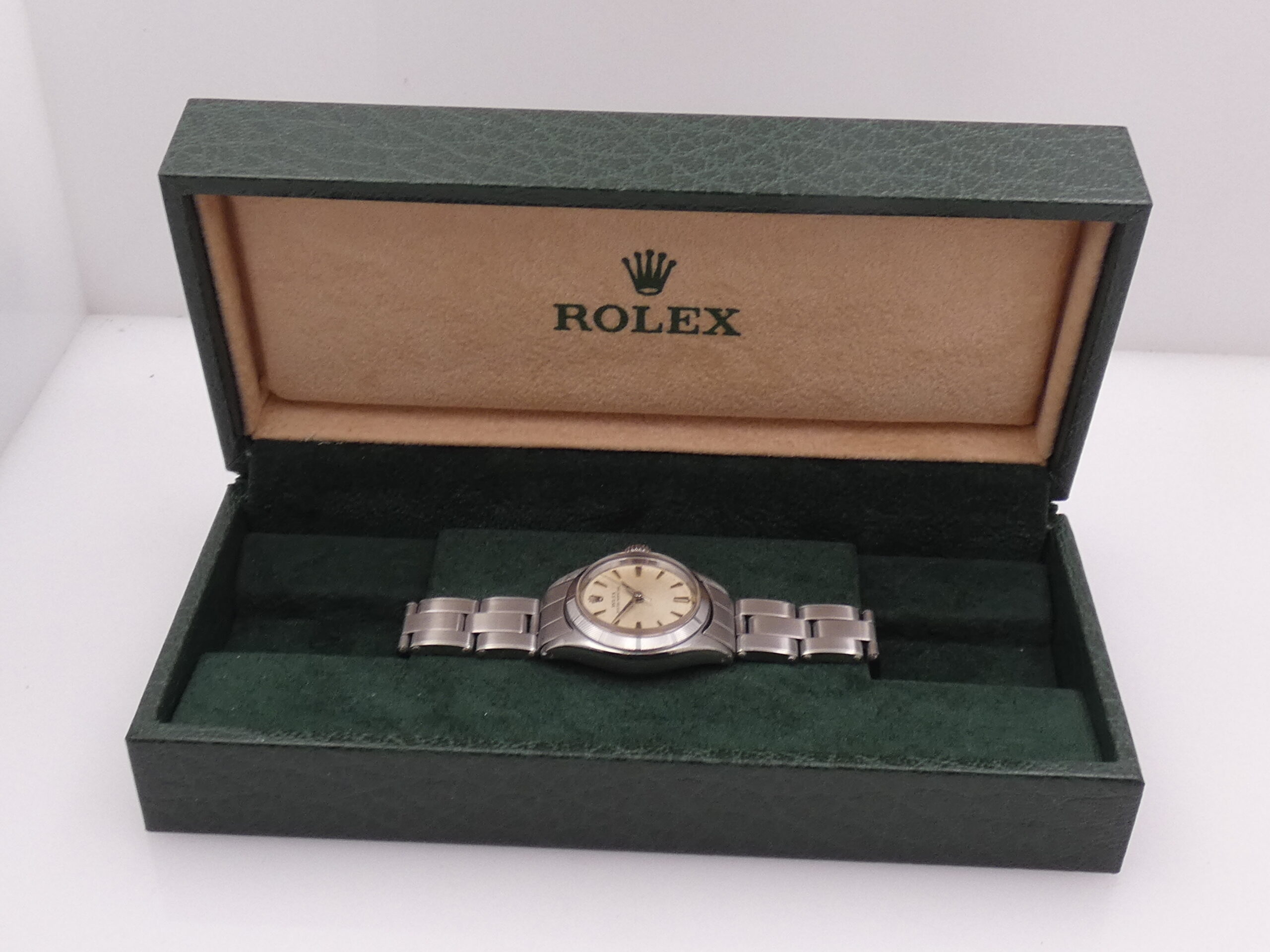 Rolex Oyster Perpetual Lady 26mm 6623 Thunderbird Bezel ANNO 1965 Bracciale a Rivetti Automatico Acciaio - immagine 10