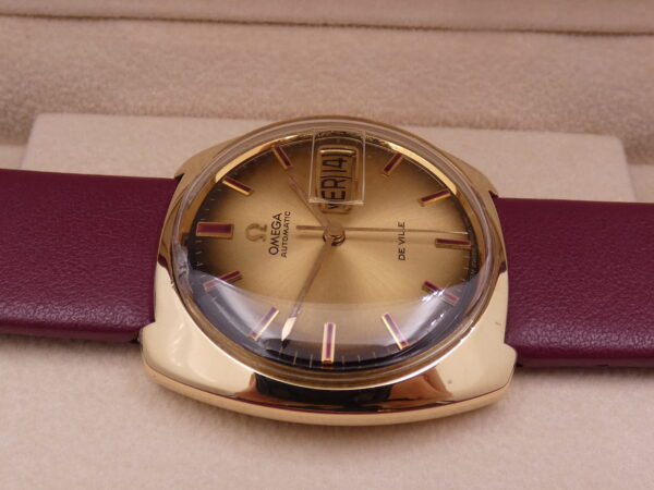 Rarissimo Omega De Ville 166.053 O.M. Dial Borgogna Index Automatico Oro Massiccio 18Kt ANNO 1970