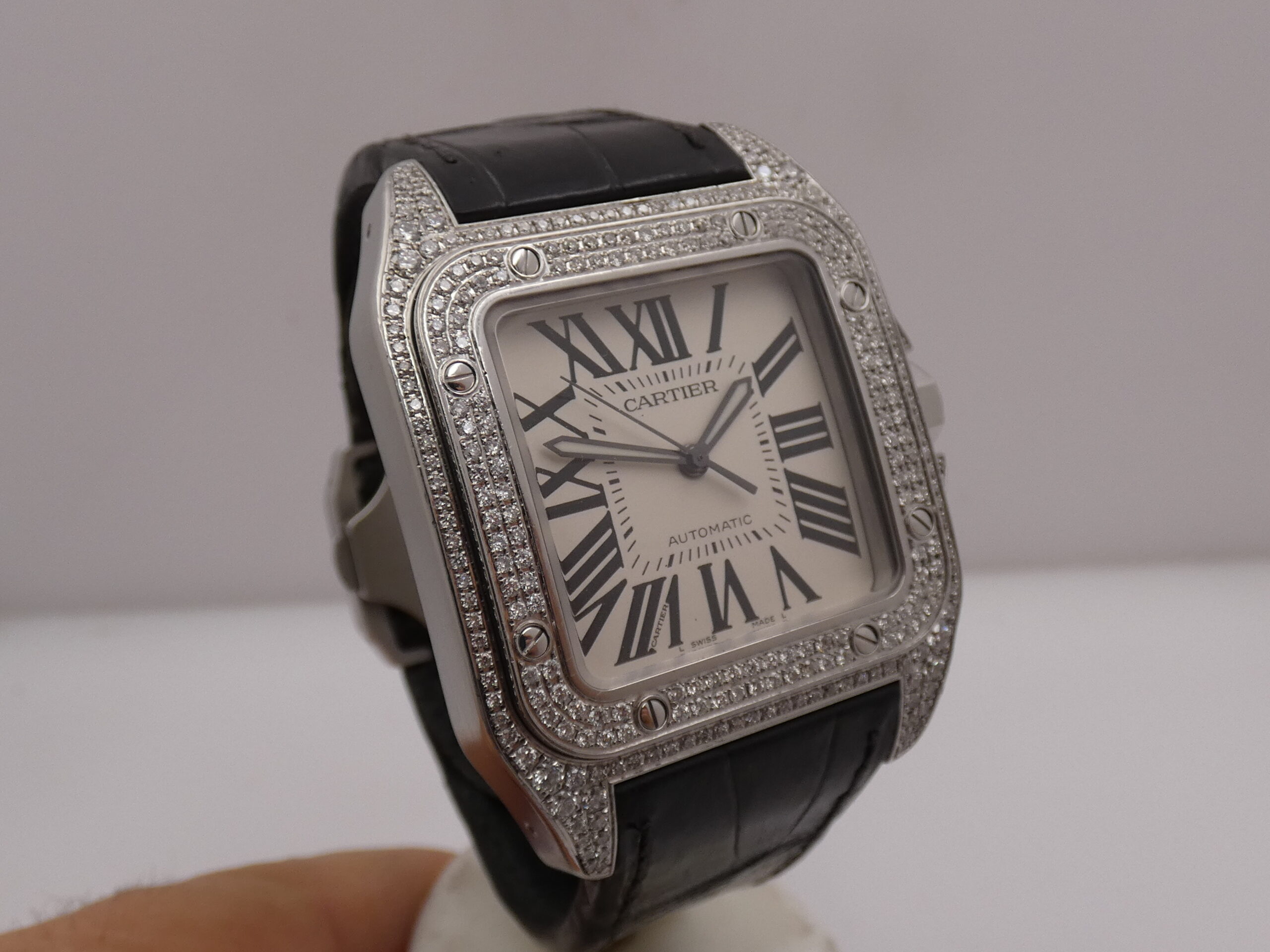 Cartier Santos 100 XL 2656 Diamonds Bezel & Lugs Automatico W20073X8 Anni '2000s Acciaio - immagine 10
