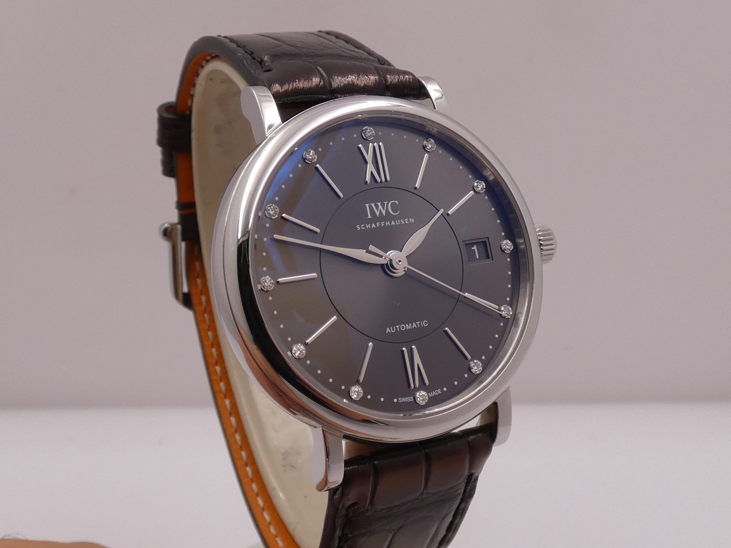 IWC Portofino Automatic 37mm IW4581 TOP CONDITION DIAMONDS DIAL BOX&PAPERS Anno 2018 Acciaio Cinturino SANTONI - immagine 10