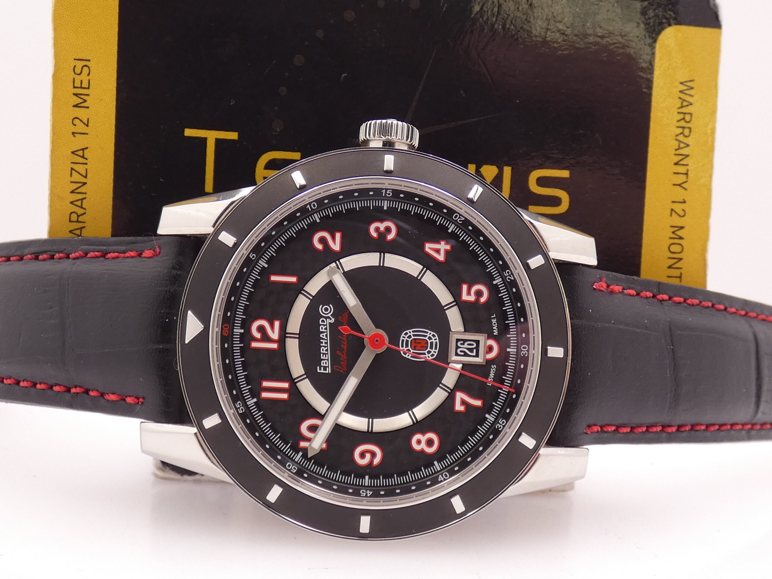 Eberhard & Co. Tazio Nuvolari 41032 LIKE NEW AUTOMATICO WITH BOX Black Perleè Dial RED INDEX - immagine 2
