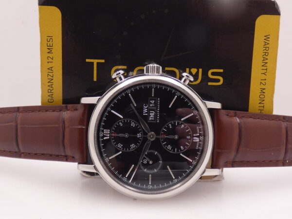 Cronografo IWC Portofino Day-Date IW3910 Leaf Hands Black Dial Automatico Acciaio