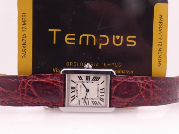 Cartier Tank Solo 3170 - W5200005 For Ladies Cinturino Originale In Pelle Acciaio