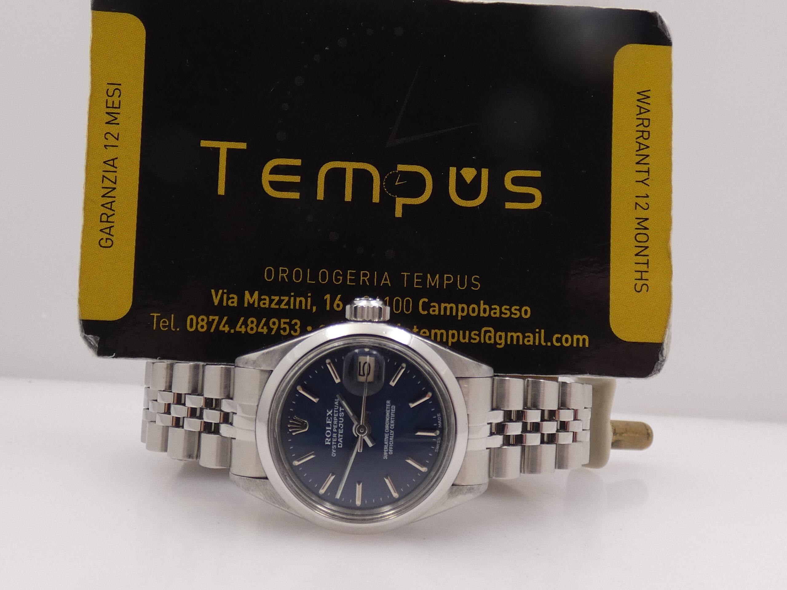 Rolex Lady-Datejust 6916 26mm Bracciale JUBILEE Anno 1977 Blue Soleil Dial Automatico Acciaio - immagine 2