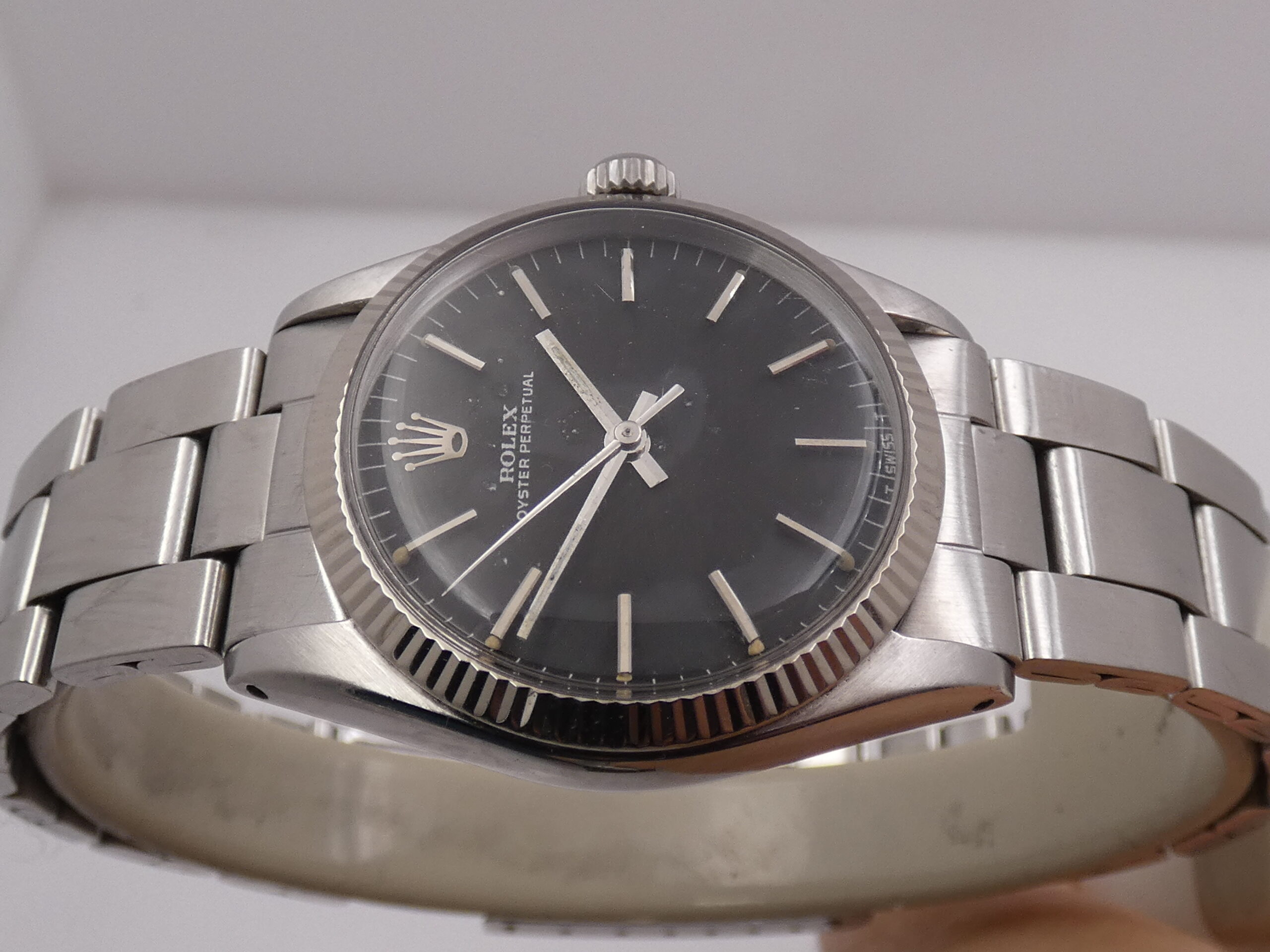 Rolex Oyster Perpetual 31 MID-SIZE 6548 Ghiera Oro Bianco 18Kt ANNO 1964 Automatico Bracciale Oyster for Ladies Rotore a Farfalla Acciaio