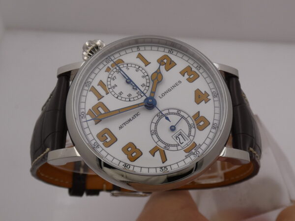 Cronografo Monopusher Longines Avigation Type A-7 1935  BOX PAPERS & TAG PRICE Anno 2020 Automatico L2.812.4 LIKE NEW 40° Rotated Dial Acciaio