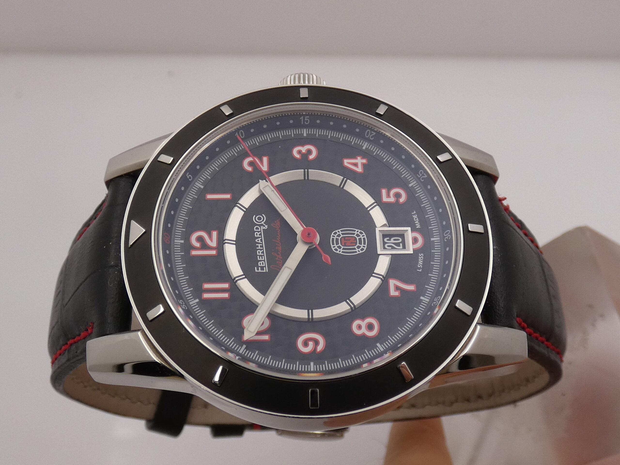 Eberhard & Co. Tazio Nuvolari 41032 LIKE NEW AUTOMATICO WITH BOX Black Perleè Dial RED INDEX