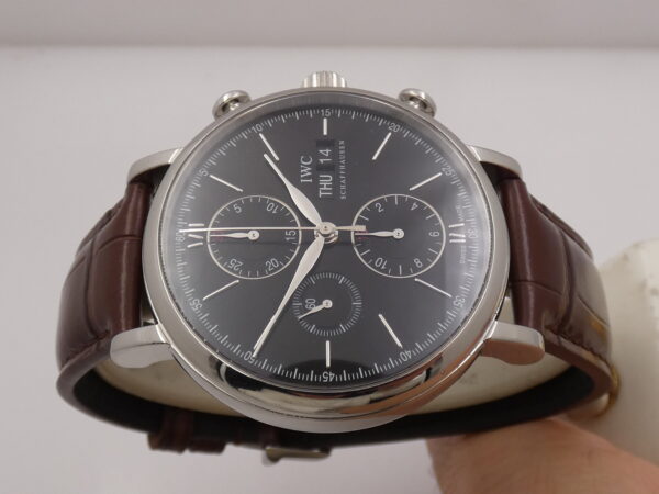 Cronografo IWC Portofino Day-Date IW3910 Leaf Hands Black Dial Automatico Acciaio
