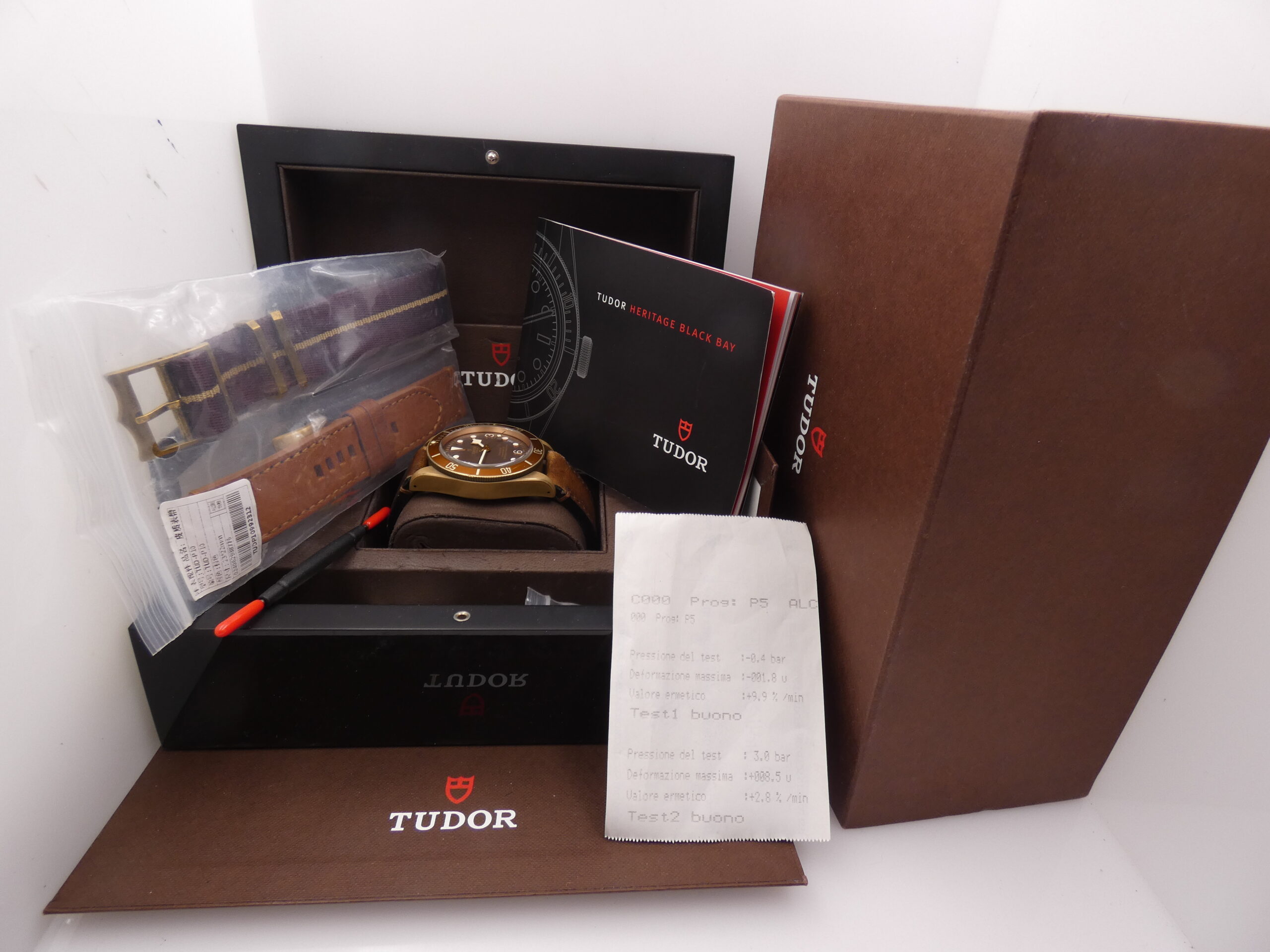 Tudor Heritage Black Bay Bronze 79250BM With BOX Three Straps Automatic Chronometer Brown Dial - immagine 12