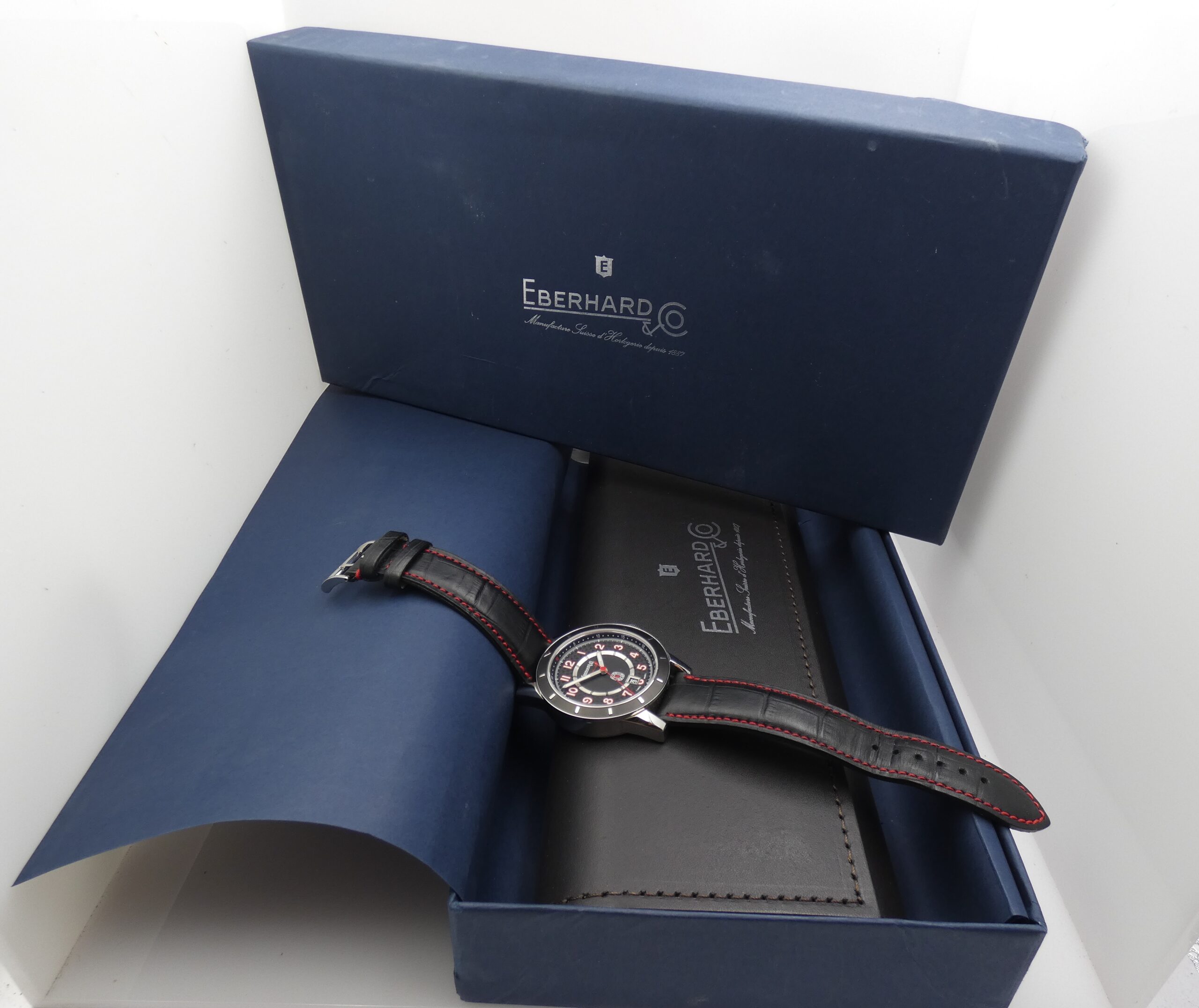 Eberhard & Co. Tazio Nuvolari 41032 LIKE NEW AUTOMATICO WITH BOX Black Perleè Dial RED INDEX - immagine 12