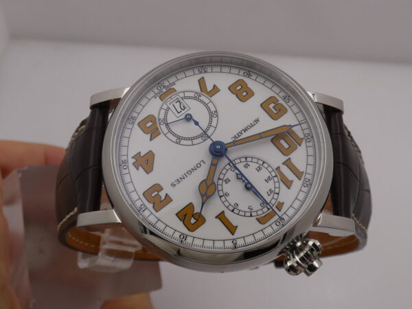 Cronografo Monopusher Longines Avigation Type A-7 1935 BOX PAPERS & TAG PRICE Anno 2020 Automatico L2.812.4 LIKE NEW 40° Rotated Dial Acciaio
