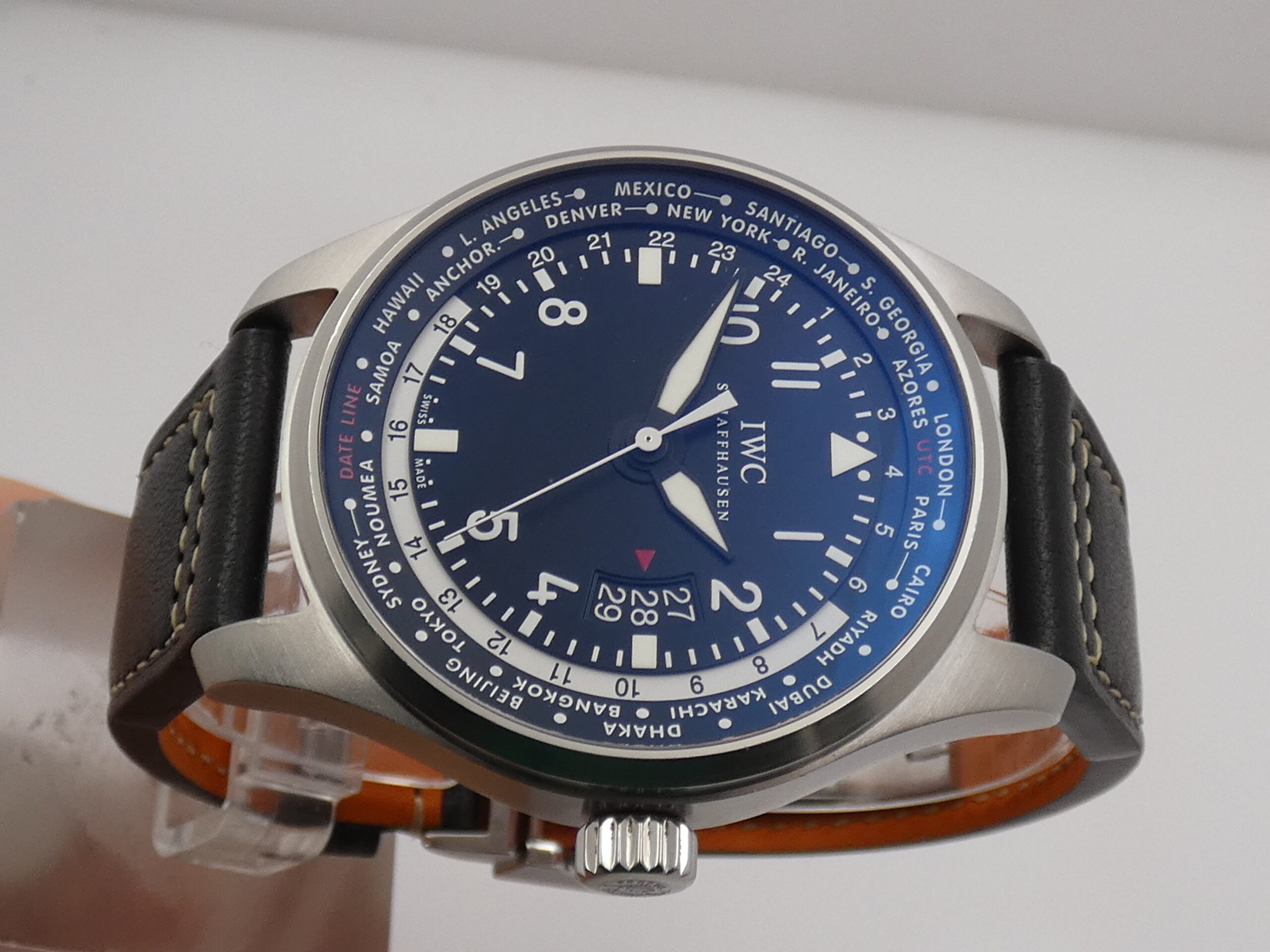 IWC Pilot Worldtimer IW3262 BOX&PAPERS Cinturino Santoni Automatico Acciaio Anni 2012 - 2016 - immagine 3