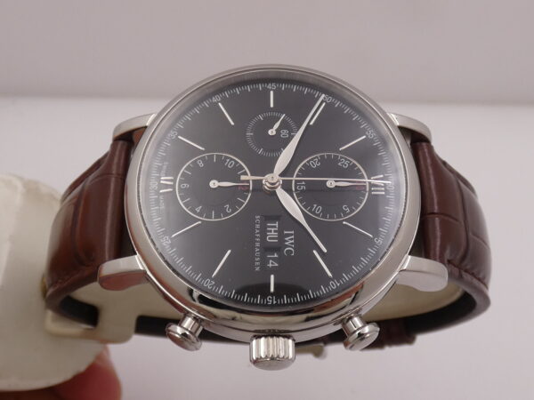 Cronografo IWC Portofino Day-Date IW3910 Leaf Hands Black Dial Automatico Acciaio