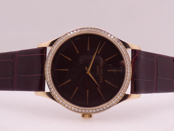 Patek Philippe Calatrava 4897R Factory Diamonds Bezel Oro Rosa 18Kt Chocolate Dial For Ladies Carica Manuale Calibro 215